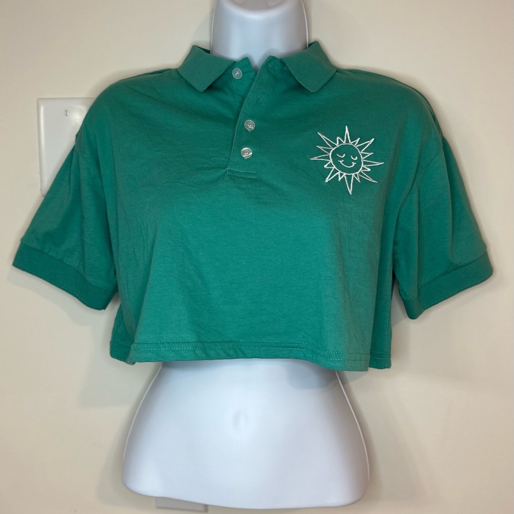 Mighty Fine Womens Collared Crop Top NWT Size Small